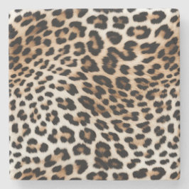 Porta-copo De Pedra Creme Black Leopardo Print