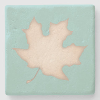 Porta-copo De Pedra Creme Leaf em Turquoise