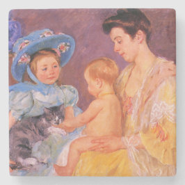 Porta-copo De Pedra Crianças brincando com um gato (por Mary Cassatt)