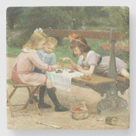 Porta-copo De Pedra Crianças tendo chá à tarde no parque