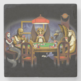 Porta-copo De Pedra Criaturas Míticas Jogando Pôquer