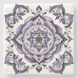 Porta-copo De Pedra Crie Seu Próprio Azulejo Roxo Estilo Mediterrâneo