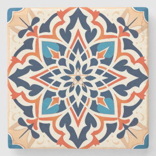Porta-copo De Pedra Crie seu próprio Faux Talavera Azul Laranja Dourad