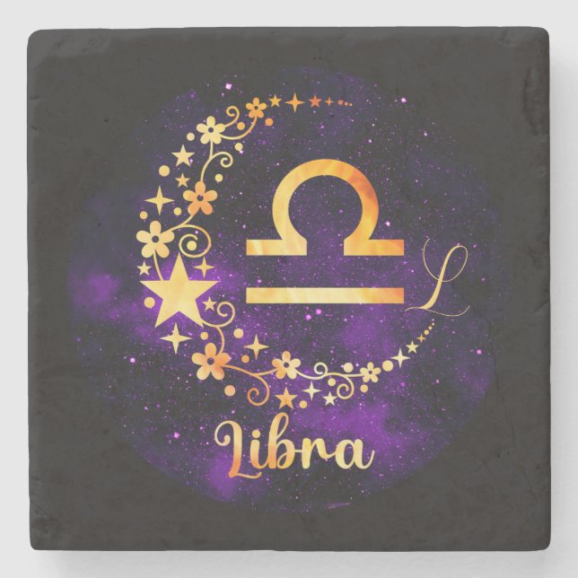 Porta-copo De Pedra Crie Seu Próprio Libra Celestial Roxo (Frente)