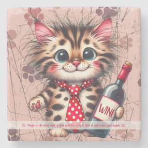 Porta-copo De Pedra Crie seu próprio vinho engraçado do gatinho bengal