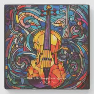 Porta-copo De Pedra Crie Seu Próprio Violino de Vidro Colorido Pôr do