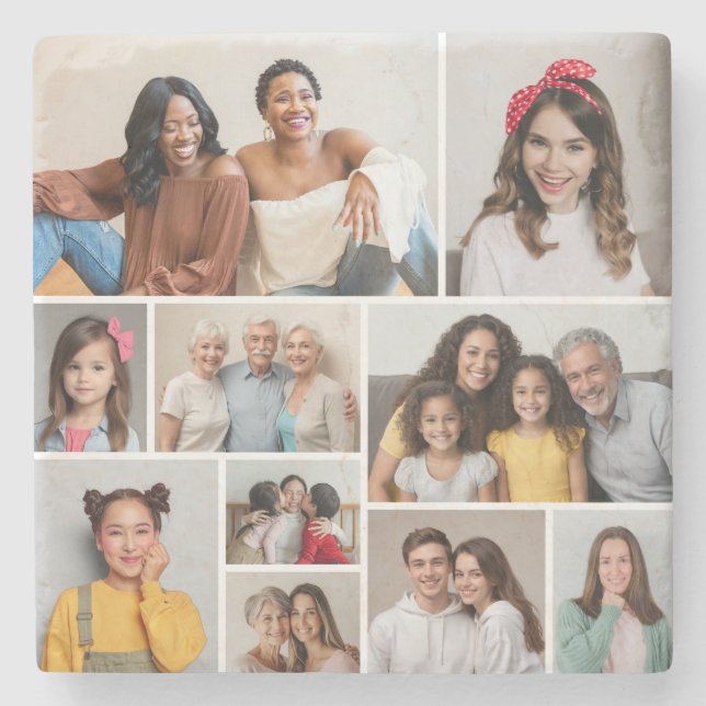 Porta-copo De Pedra Crie sua própria colagem de fotos (Frente)
