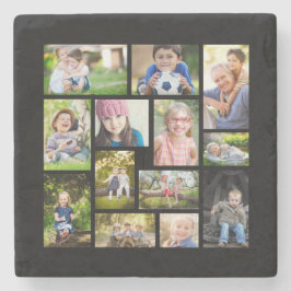 Porta-copo De Pedra Crie sua própria colagem de fotos múltiplas Preto