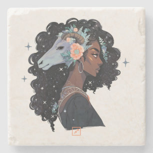 Porta-copo De Pedra Crie Sua Própria Mulher Afro-Americana Sagitário