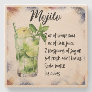 Porta-copo De Pedra Crie Sua Própria Receita de Coquetel Floral Mojito