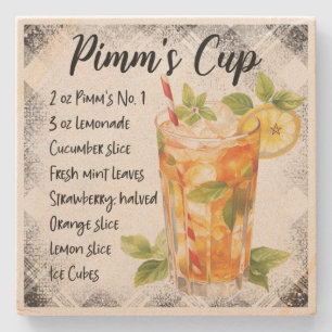 Porta-copo De Pedra Crie Sua Própria Receita de Coquetel Floral Pimm's