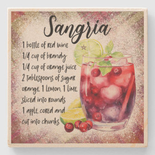 Porta-copo De Pedra Crie Sua Própria Receita de Sangria Xadrez Floral