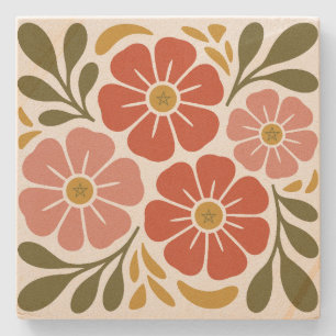 Porta-copo De Pedra Crie Suas Próprias Flores da Paz Retro Groovy