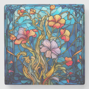Porta-copo De Pedra Crie Suas Próprias Flores de Vidro Pintado Floral