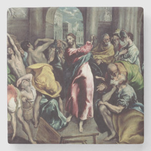 Porta-copo De Pedra Cristo que conduz os comerciantes do templo