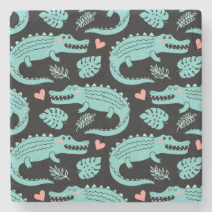 Porta-copo De Pedra Crocodilos de animação, um padrão perfeito.