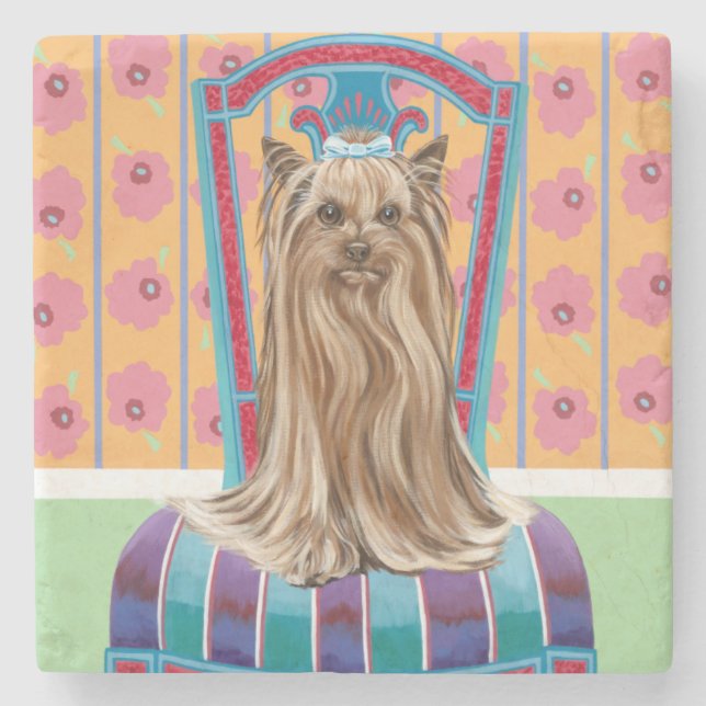 Porta-copo De Pedra Crown Princess Yorkie (Frente)