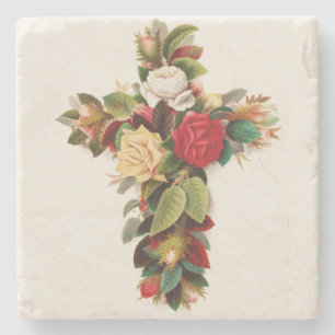 Porta-copo De Pedra Cruz de rosas, ilustração da era vitoriana