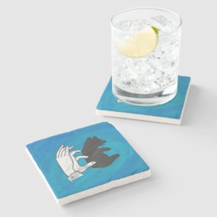 Porta-copo De Pedra Cubo do Urso Sombra em Azul