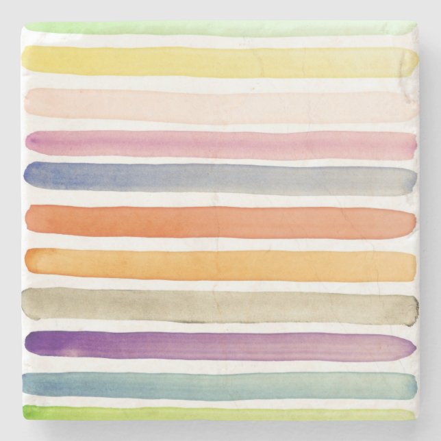 Porta-copo De Pedra Cursos pintados mão da escova da aguarela, (Frente)