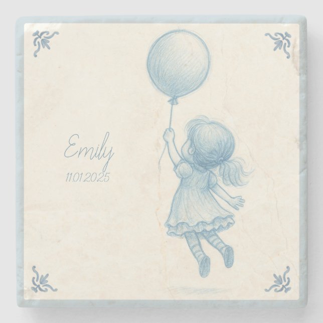 Porta-copo De Pedra Custom personalized baby girl name  (Frente)