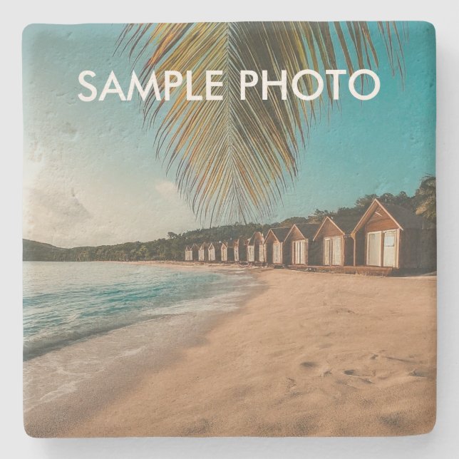 Porta-copo De Pedra Custom Photo Stone Coaster – Beach (Frente)