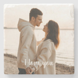 Porta-copo De Pedra Customizable Photo 'I Love You' Valentine's Day