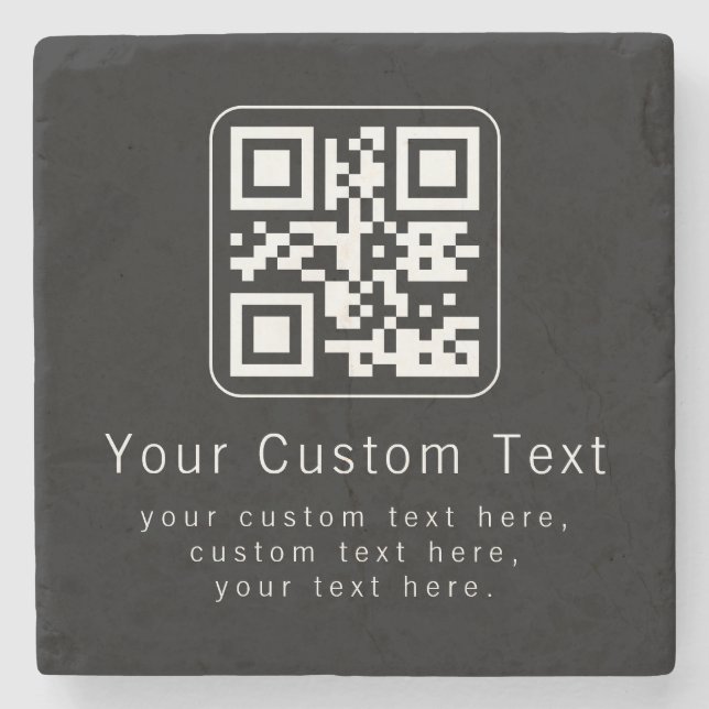 Porta-copo De Pedra Customizable QR Code & Editable Text Template (Frente)