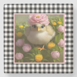 Porta-copo De Pedra Cute Chicks e Flores Páscoa