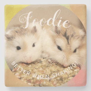 Porta-copo De Pedra Cute Robo Hamsters Foodie