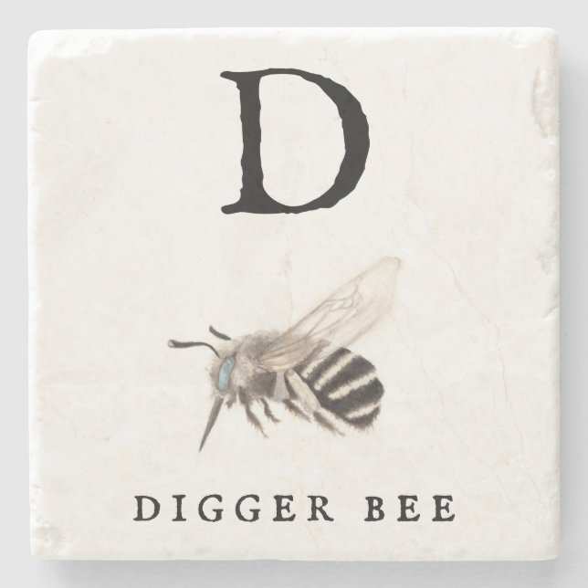 Porta-copo De Pedra "D" Digger Bee (Frente)