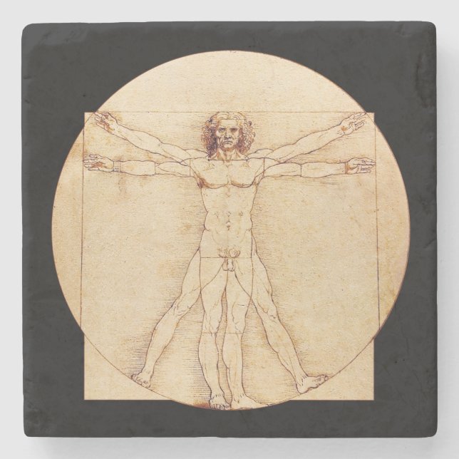 Porta-copo De Pedra Da Vinci Vitruvian Man (Frente)