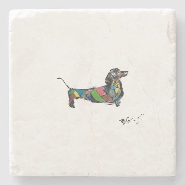 Porta-copo De Pedra Dachshund Marble Portas copos (Frente)