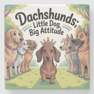Porta-copo De Pedra Dachshunds Cachorro Pequeno, Grande Atitude