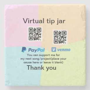 Porta-copo De Pedra Dádiva virtual jar q r código doação de moeda PayP