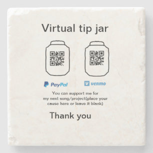 Porta-copo De Pedra Dádiva virtual jar q r código doação de moeda PayP