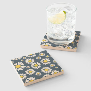 Porta-copo De Pedra Daisy Pattern, Floral Pattern, White Daisies