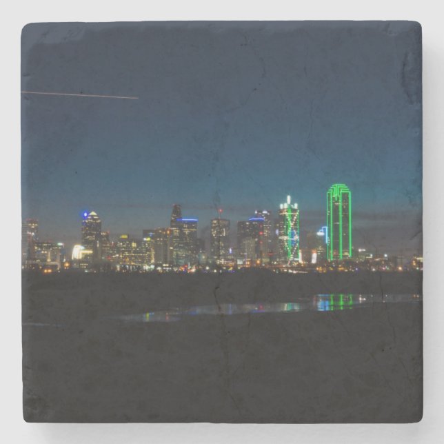 Porta-copo De Pedra Dallas Skyline Dawn Pano (Frente)