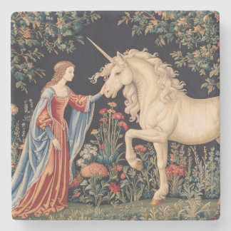 Porta-copo De Pedra Dame à la Licorne dans un Jardin