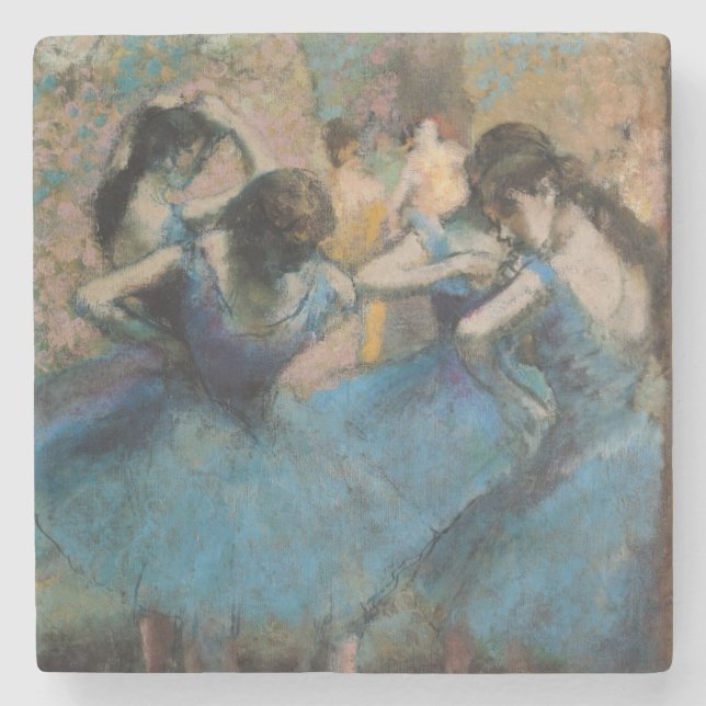 Porta-copo De Pedra Dançarinos de Edgar Degas | no azul, 1890 (Frente)
