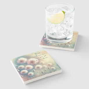 Porta-copo De Pedra Dandelion Blowball & Quote