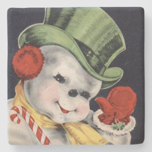 Porta-copo De Pedra Dapper Christmas Snowman