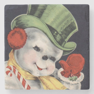 Porta-copo De Pedra Dapper Christmas Snowman