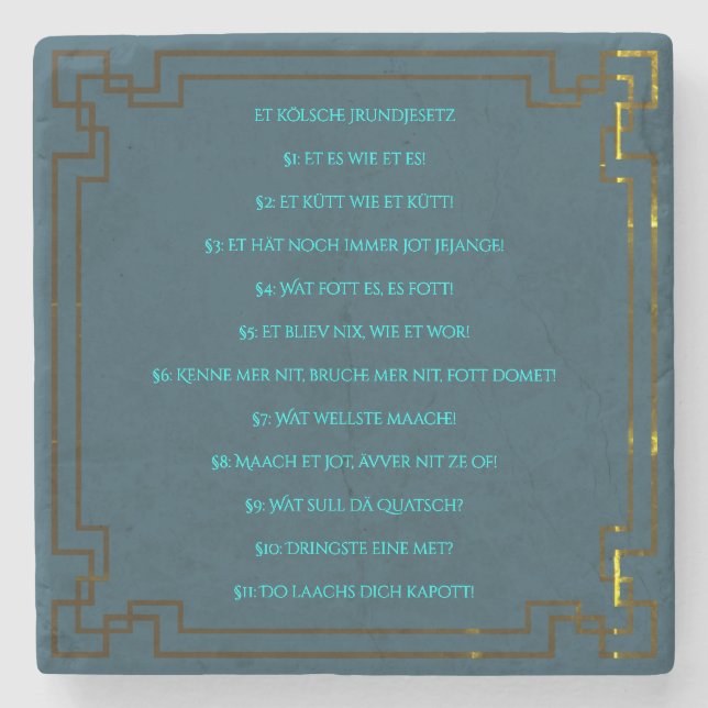 Porta-copo De Pedra Das Kölsche Grundgesetz – Köln Cologne Jugendstil (Frente)