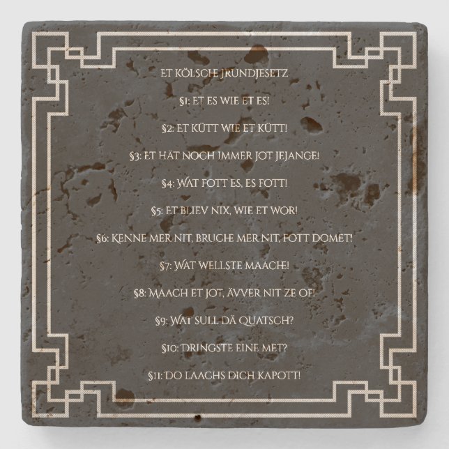 Porta-copo De Pedra Das Kölsche Grundgesetz – Köln Cologne Jugendstil (Frente)