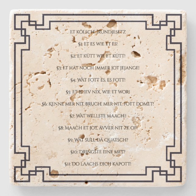 Porta-copo De Pedra Das Kölsche Grundgesetz – Köln Cologne Jugendstil (Frente)
