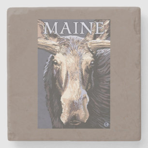 Porta-copo De Pedra De MaineMoose fim acima