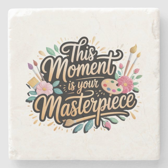 Porta-copo De Pedra Decoração de Citação de Vida (Frente)