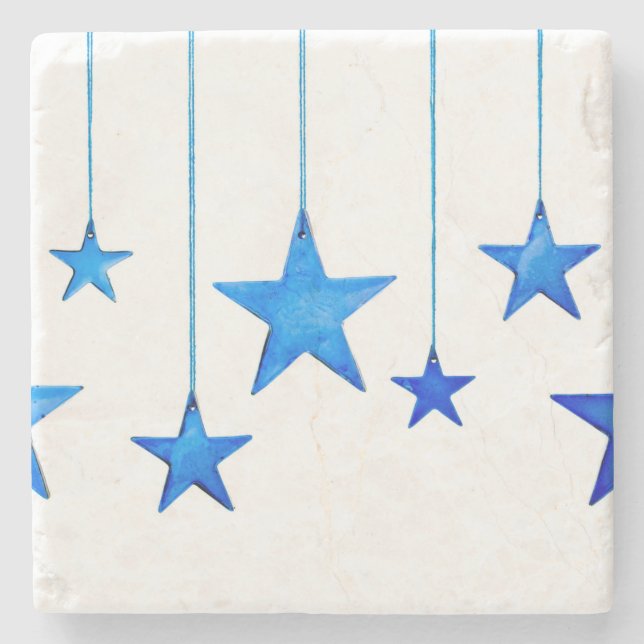 Porta-copo De Pedra Decorações de Natal Azul (Frente)