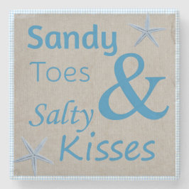 Porta-copo De Pedra Dedos do pé de Sandy e citações salgados da vida